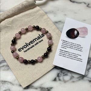 Garnet & Rise Quartz Beaded Bracelet